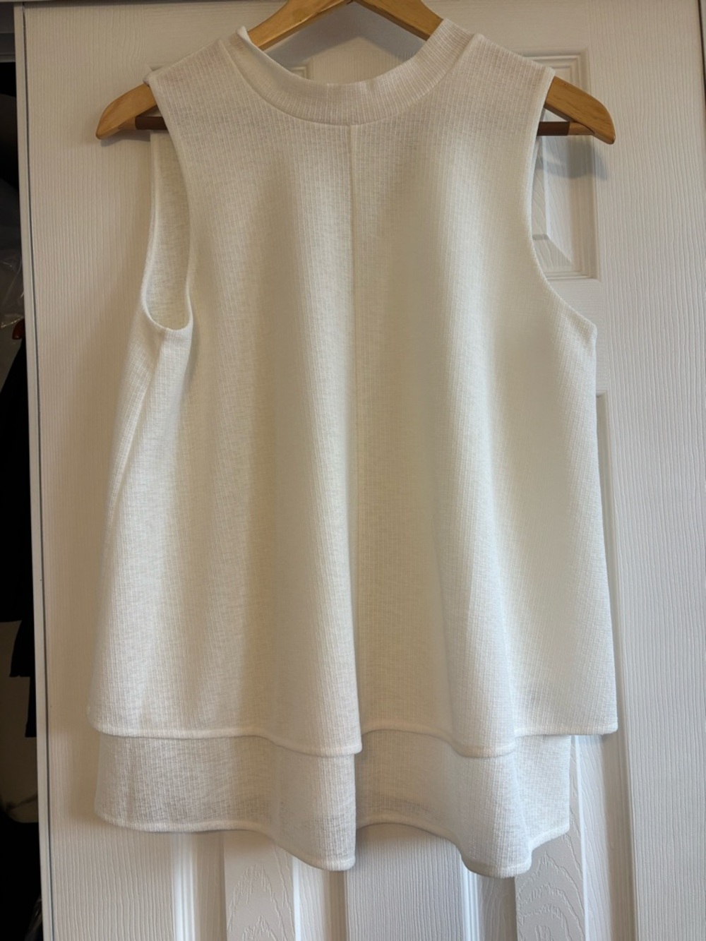 RACHEL Rachel Roy Cream Layered Sleeveless Knit Tank